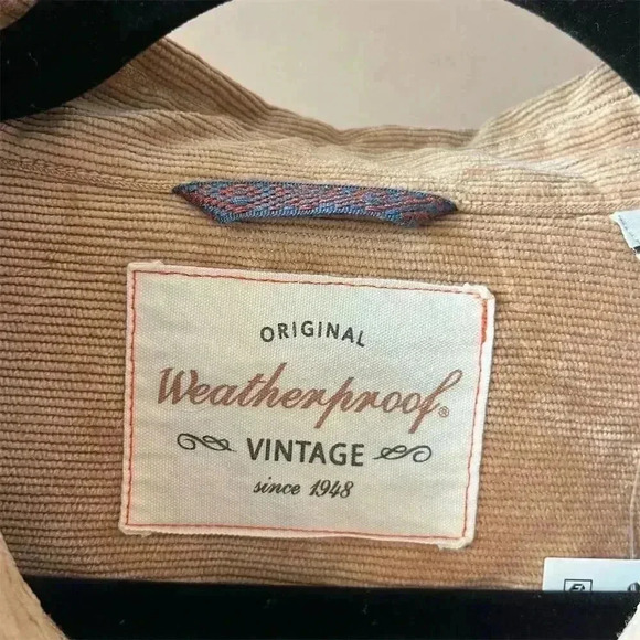 Weatherproof Brand Men's L Beige Vintage Corduroy Button-Up Shirt Long Sleeve - Picture 5 of 10